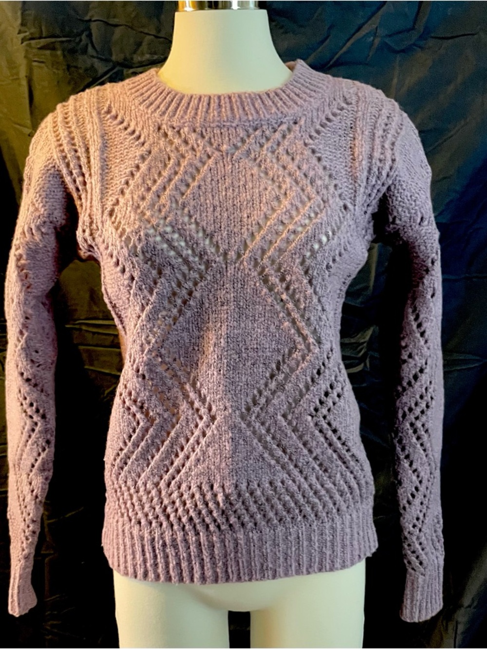 Heartloom Lavender Crewneck Textured Diamond Knit Sweater